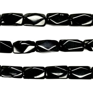 BLACK OBSIDIAN FACETED CUTTING NUGGET 8X14MM